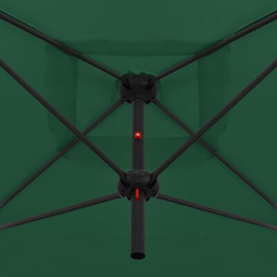 vidaXL Dvojni senčnik z jeklenim drogom 250x250 cm zelen