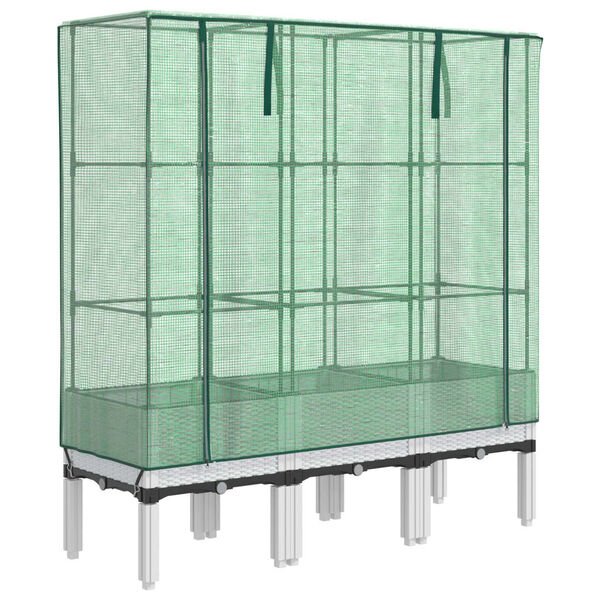 vidaXL Visoka greda s prevleko za rastlinjak videz ratana 120x40x140cm