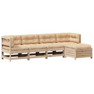 vidaXL Vrtna sedežna garnitura 5-delna z blazinami trdna borovina