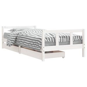 vidaXL Otro&scaron;ki posteljni okvir s predali bel 90x200 cm trdna borovina