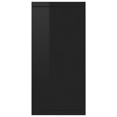 vidaXL Komoda visok sijaj črna 88x30x65 cm iverna plošča