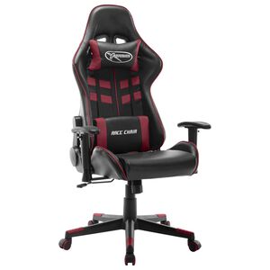 vidaXL Gaming stol črno in vinsko rdeče umetno usnje