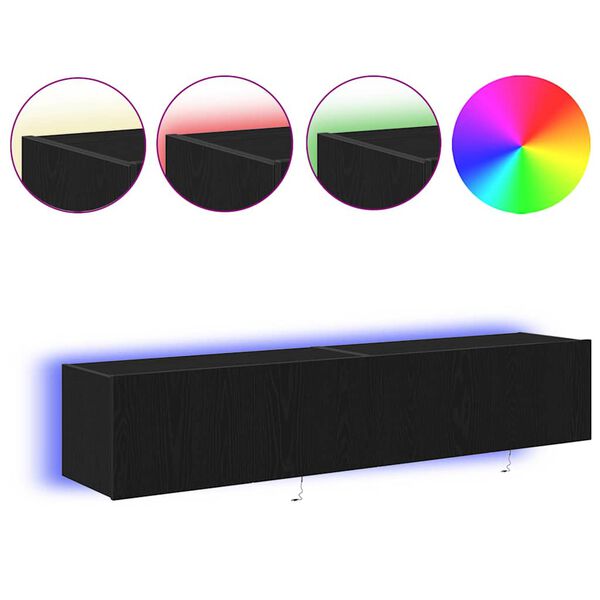 vidaXL TV stenska omara 2 pcs Črna Orehovina 80 x 35 x 31 cm