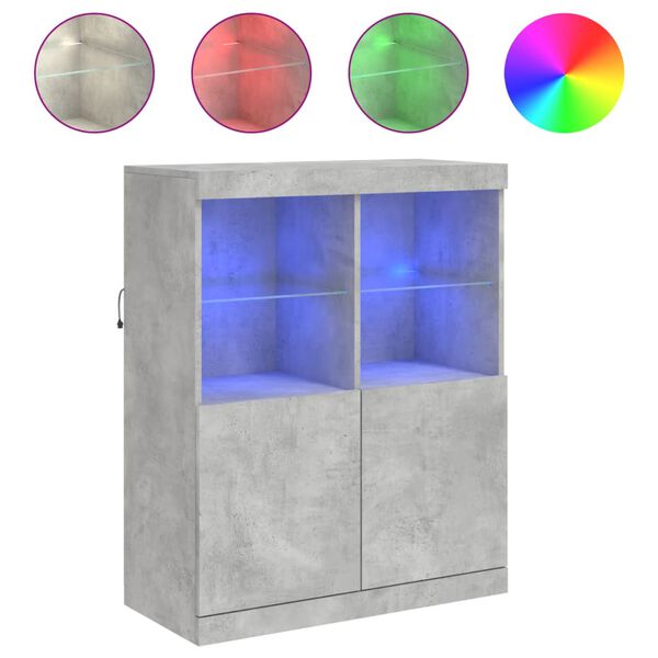 vidaXL Komoda z LED lučkami betonsko siva 81x37x100 cm