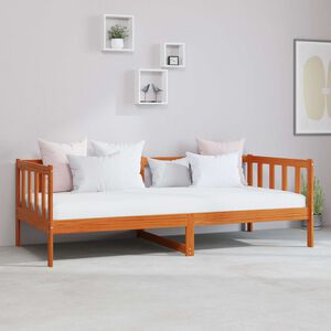 vidaXL Dnevna postelja z vzmetnico Voskan Rjav in Bel 90 x 200 cm