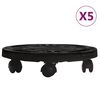 vidaXL Vozički za rastline s kolesi 5 kosov premer 30 cm črn 170 kg