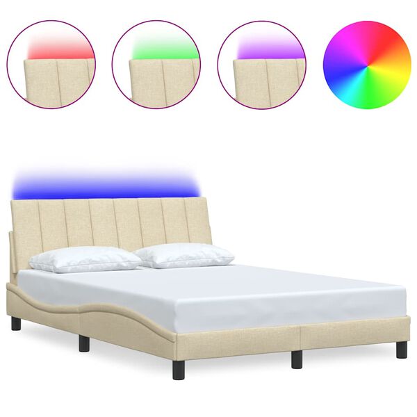 vidaXL Posteljni okvir brez vzmetnice Hanko krem 140x200 cm tkanina