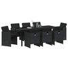 vidaXL Komplet za jedilnico v vrtu 9 pcs Črna poli ratan