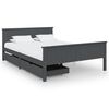 vidaXL Posteljni okvir z 2 predaloma temno siva borovina 160x200 cm