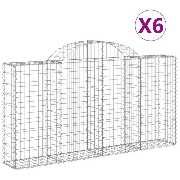 vidaXL Obokane gabion košare 6 kosov 200x30x100/120cm pocinkano železo