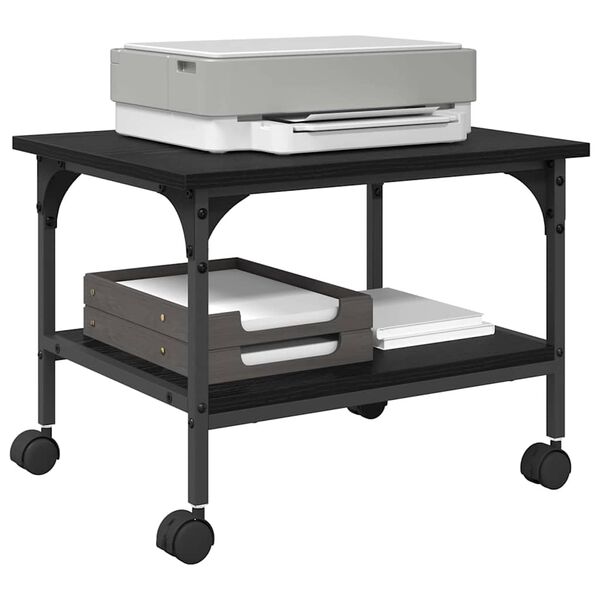 vidaXL Stojalo za tiskalnik Črna Orehovina 50 x 40 x 38 cm