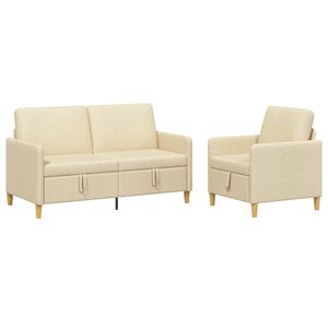 vidaXL Sofa set z shrambo 2 kos Krem Poliester