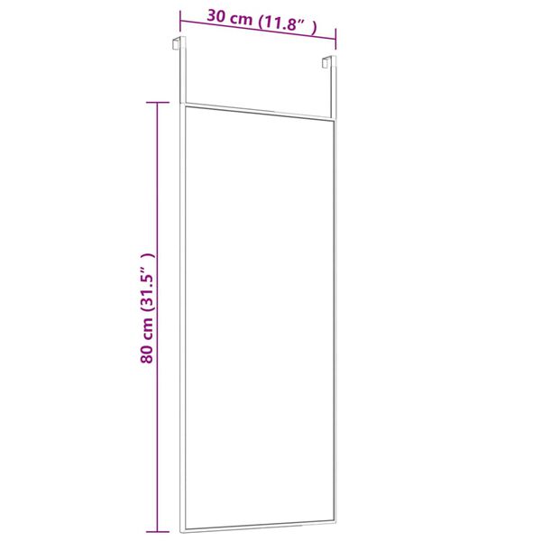 vidaXL Ogledalo za vrata zlato 30x80 cm steklo in aluminij