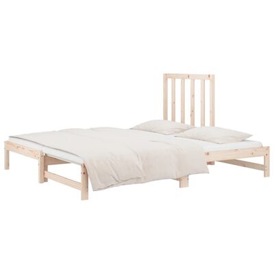 vidaXL Izvlečna dnevna postelja 2x(90x200) cm trdna borovina