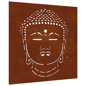 vidaXL Vrtna stenska dekoracija 55x55 cm corten jeklo glava Bude
