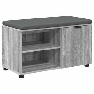 vidaXL Haldna klop z blazino s polico Siva Sonoma 80 x 38 x 46 cm