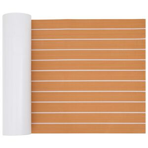 vidaXL Čolnska preproga Črtasto Rjava in bela 240 x 60 cm EVA