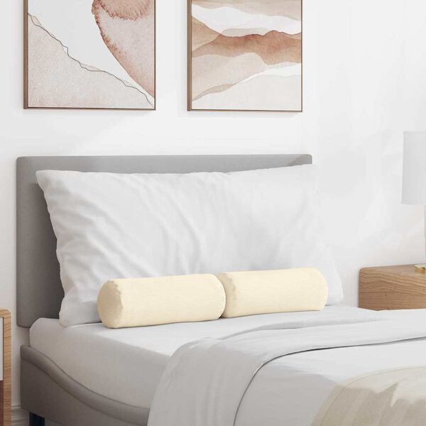 vidaXL Blazine 2 pcs krema &Oslash; 15 x 40 cm Žametna tkanina