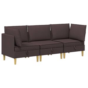 vidaXL Modularni kavč s shranjevanjem 3 kos Temno rjava Blago