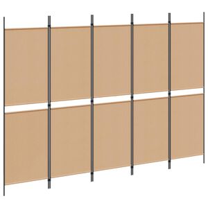 vidaXL 5-pultni delitelj prostora Bež 250 x 180 cm Blago