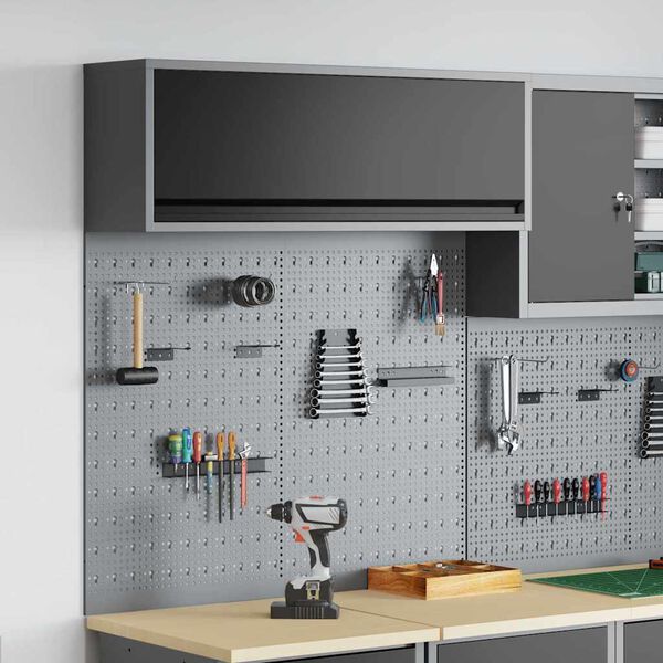 vidaXL Komplet omare in pegboard 3 pcs Črna 100 x 25 x 115 cm Jeklo