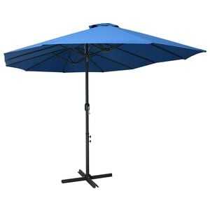 vidaXL Zunanji senčnik z aluminijastim drogom 460x270 cm moder