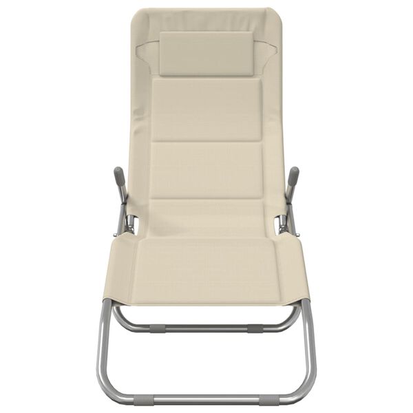 vidaXL Zložljiv ležalnik 2 kosa krem textilene s pra&scaron;nim premazom