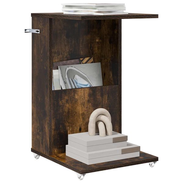 vidaXL Stranska miza Dimljeni oreh 40 x 35 x 60 cm Konstruiran les