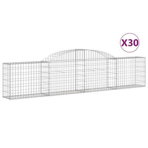 vidaXL Obokana gabionska ko&scaron;ara 30kosov 300x30x60/80 cm cinkano železo