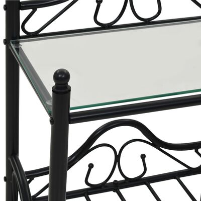 vidaXL Nočna mizica iz jekla in kaljenega stekla 45x30,5x60 cm črna