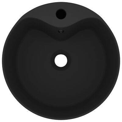 vidaXL Razkošen umivalnik mat črn 36x13 cm keramičen
