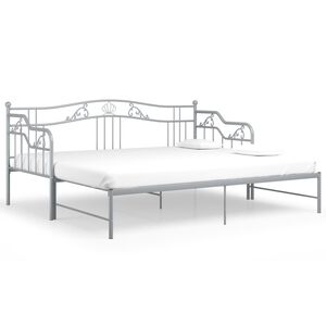 vidaXL Izvlečni posteljni okvir siv iz kovine 90x200 cm