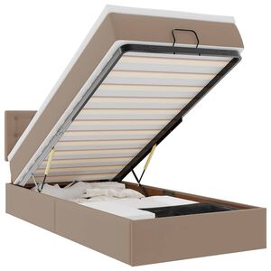 vidaXL Otomanska postelja z vzmetnico kapučino 80x200 cm um. usnje