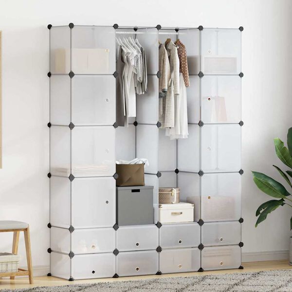 vidaXL Modularna omara z 18 predelki bela 37x146x180,5 cm