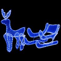 vidaXL Božični okras jelen in sani z mrežo s 432 LED lučkami