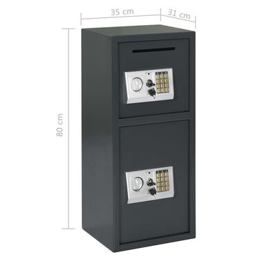 vidaXL Digitalni sef z dvojnimi vrati temno siv 35x31x80 cm