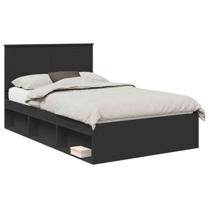 vidaXL Konstrukcija postelje Črna 135 x 190 cm Masivno borovo les