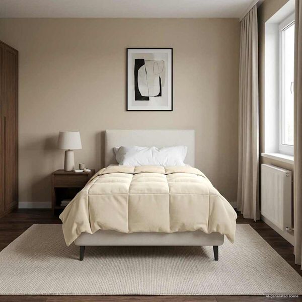 vidaXL Polna celoletna prevleka krema 135 x 220 cm Mikrovlakna