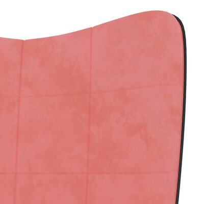 vidaXL Stol za sproščanje s stolčkom roza žamet in PVC