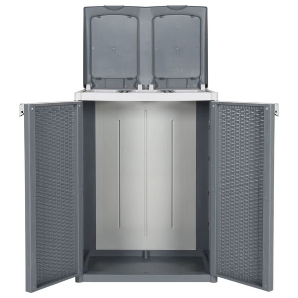 vidaXL Koš za smeti z 2 vrati siv 65x45x88 cm PP