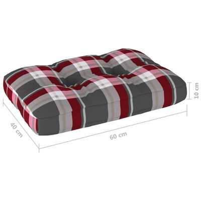 vidaXL Blazina za kavč iz palet rdeč karo vzorec 60x40x10 cm
