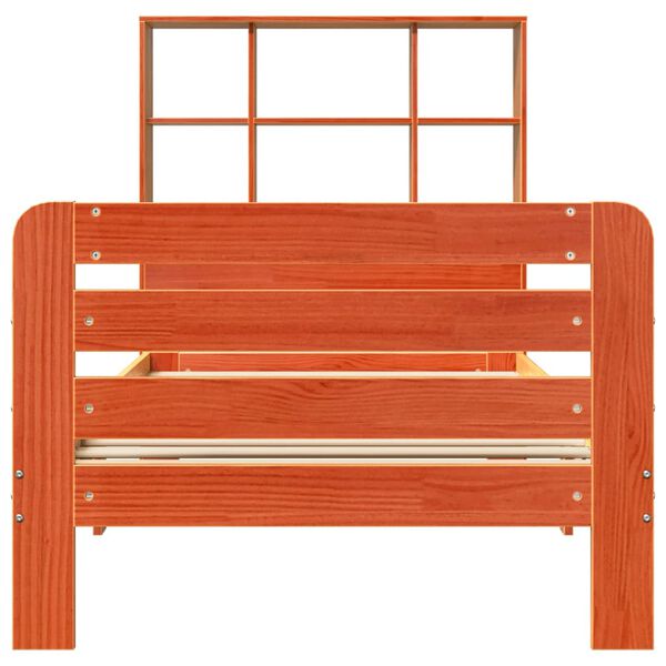vidaXL Posteljni okvir brez vzmetnice vo&scaron;čeno rjav 90x190 cm borovina