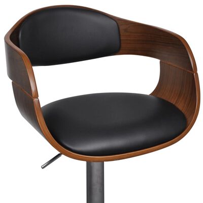vidaXL Barski stolček ukrivljen les in umetno usnje