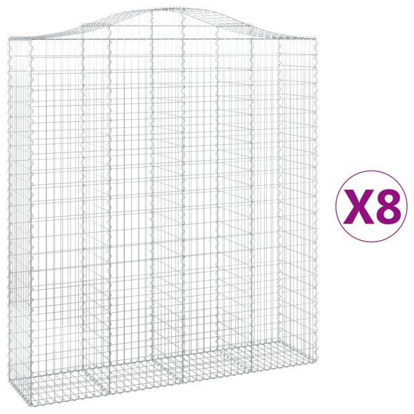 vidaXL Obokane gabion ko&scaron;are 8 kosi 200x50x220/240 cm pocinkano železo