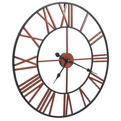 vidaXL Stenska ura kovinska 58 cm rdeča