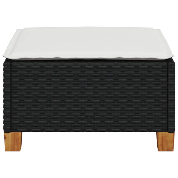 vidaXL Vrtni stolček z blazino črn 63,5x56x32 cm poli ratan