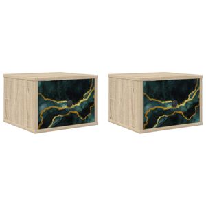 vidaXL Stenska nočna omarica WIJHE 2 kos Sonoma hrast 36 x 33 x 25 cm