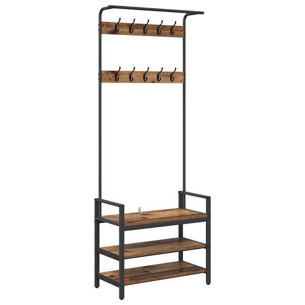 vidaXL Obe&scaron;alnik za pla&scaron;če Star les 75 x 34 x 184 cm Konstruiran les