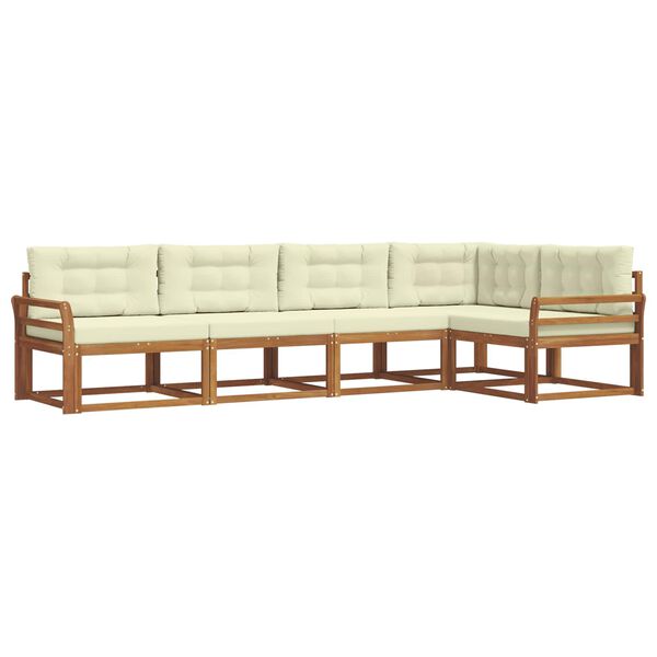 vidaXL Zunanja garnitura za sedenje z blazino 5 pcs Naravna in smetana