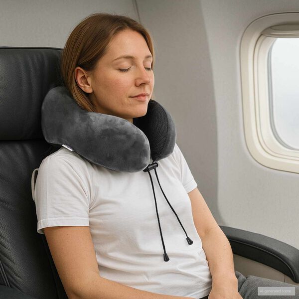 vidaXL Potovalna blazina za vrat Siva 27 x 26 x 14 cm Spominska pena